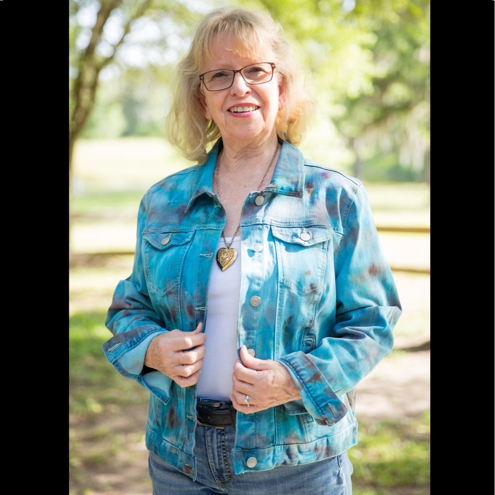 Tie dyed denim jacket.